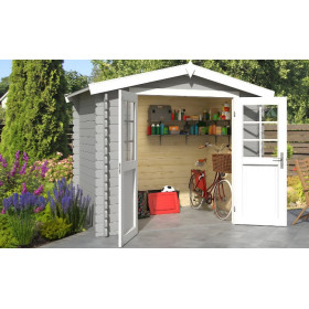 Abri de jardin en bois LASITA INGO 175 - 3.80m² (28mm)  GRIS CLAIR