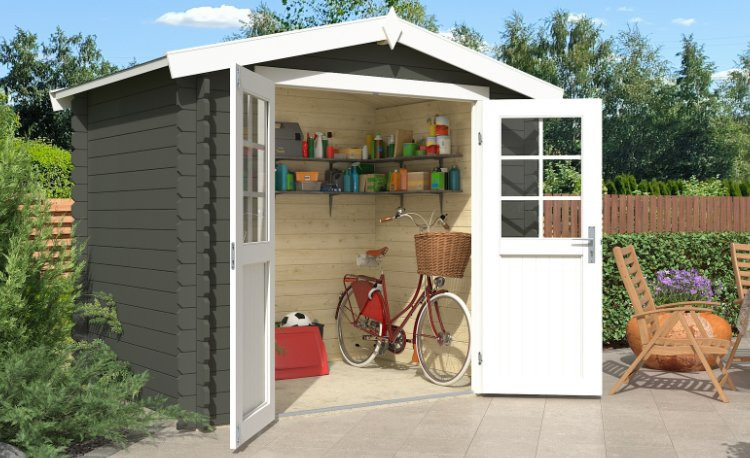 Abri de jardin en bois LASITA INGO 175 - 3.80m² (28mm)  GRIS VERT