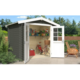 Abri de jardin en bois LASITA INGO 175 - 3.80m² (28mm)  GRIS VERT
