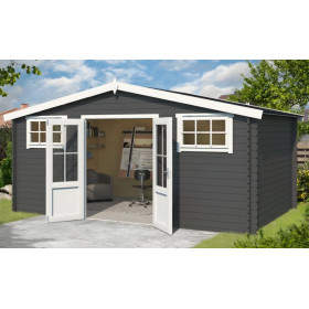 Abri de jardin en bois LASITA BOSTON - 13.59m² (28mm)  GRIS ANTHRACITE