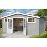 Abri de jardin en bois LASITA BOSTON - 13.59m² (28mm)  GRIS CLAIR