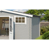 Abri de jardin en bois LASITA BOSTON - 13.59m² (28mm)  GRIS CLAIR