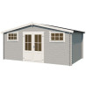 Abri de jardin en bois LASITA BOSTON - 13.59m² (28mm)  GRIS CLAIR