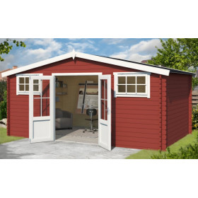 Abri de jardin en bois LASITA BOSTON - 13.59m² (28mm)  ROUGE SUEDOIS