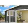 Abri de jardin en bois LASITA BOSTON - 13.59m² (28mm)  GRIS VERT
