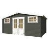 Abri de jardin en bois LASITA BOSTON - 13.59m² (28mm)  GRIS VERT