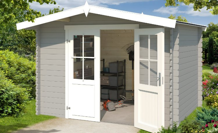 Abri de jardin en bois LASITA BALTIMORE - 6.43m² (28mm)  GRIS CLAIR