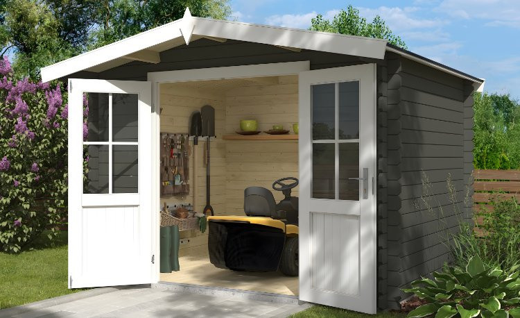 Abri de jardin en bois LASITA BALTIMORE - 6.43m² (28mm)  GRIS VERT