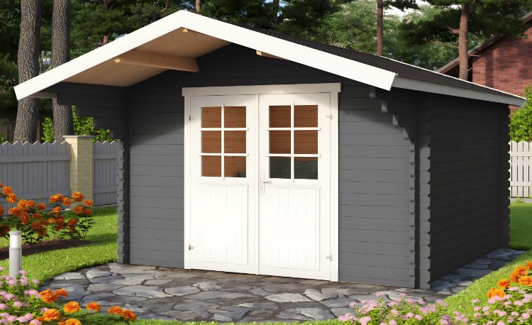 Abri de jardin en bois LASITA VILJANDI 34 - 8.60m² (34mm)  GRIS ANTHRACITE