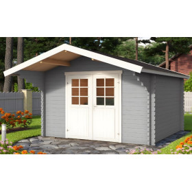 Abri de jardin en bois LASITA VILJANDI 34 - 8.60m² (34mm)  GRIS CLAIR