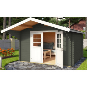 Abri de jardin en bois LASITA VILJANDI 34 - 8.60m² (34mm)  GRIS VERT