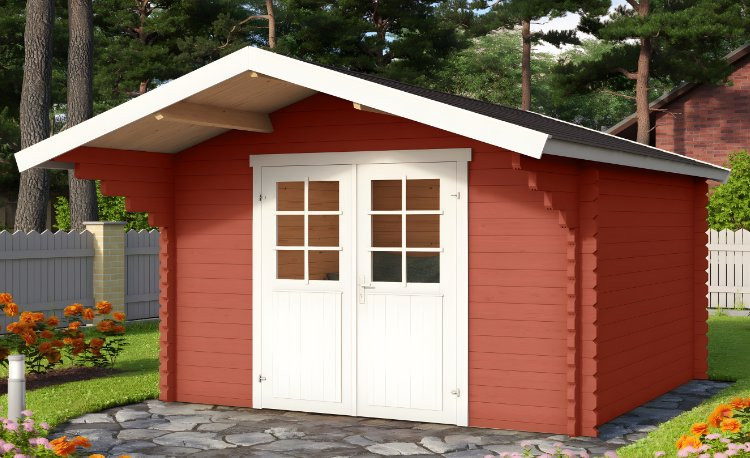 Abri de jardin en bois LASITA VILJANDI 34 - 8.60m² (34mm)  ROUGE SUEDOIS