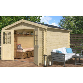 Abri de jardin en bois LASITA NORAH 380 - 10,09m² (28mm)  finition NATURELLE