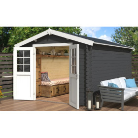 Abri de jardin en bois LASITA NORAH 380 - 10,09m² (28mm)  GRIS ANTHRACITE