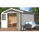 Abri de jardin en bois LASITA NORAH 380 - 10,09m² (28mm)  GRIS CLAIR