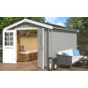 Abri de jardin en bois LASITA NORAH 380 - 10,09m² (28mm)  GRIS CLAIR
