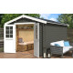 Abri de jardin en bois LASITA NORAH 380 - 10,09m² (28mm)  GRIS VERT