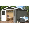 Abri de jardin en bois LASITA NORAH 380 - 10,09m² (28mm)  GRIS VERT