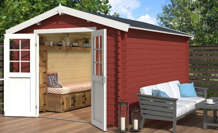 Abri de jardin en bois LASITA NORAH 380 - 10,09m² (28mm)  ROUGE SUEDOIS