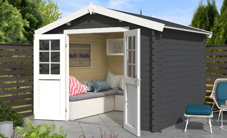 Abri de jardin en bois LASITA NORAH 230 - 6,05m² (28mm)  GRIS ANTHRACITE