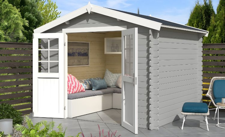 Abri de jardin en bois LASITA NORAH 230 - 6,05m² (28mm)  GRIS CLAIR