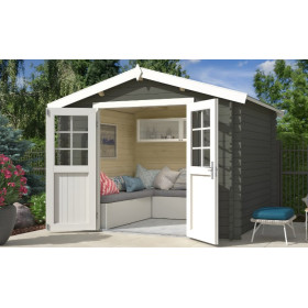 Abri de jardin en bois LASITA NORAH 230 - 6,05m² (28mm)  GRIS VERT