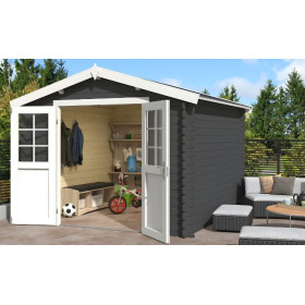 Abri de jardin en bois LASITA NORAH 275 - 7,26m² (28mm) GRIS ANTHRACITE