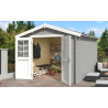 Abri de jardin en bois LASITA NORAH 275 - 7,26m² (28mm) GRIS CLAIR