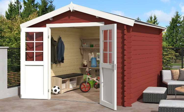 Abri de jardin en bois LASITA NORAH 275 - 7,26m² (28mm) ROUGE SUEDOIS