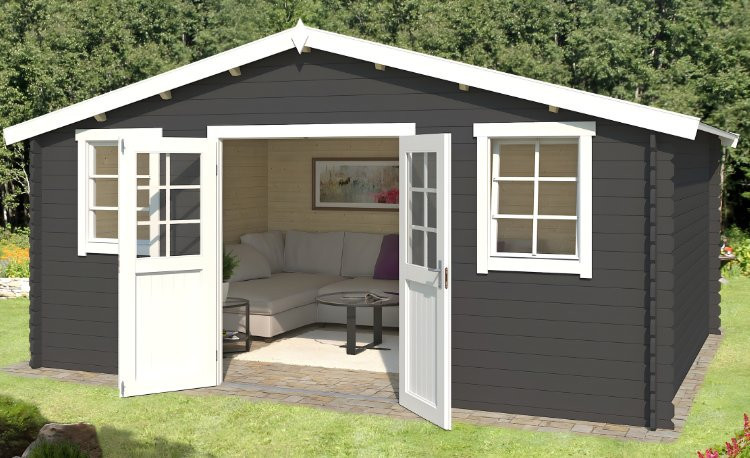 Abri de jardin en bois LASITA UDO 300 - 13.97m² (28mm)  GRIS ANTHRACITE