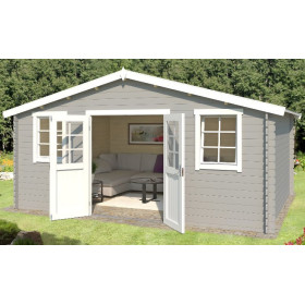 Abri de jardin en bois LASITA UDO 300 - 13.97m² (28mm)  GRIS CLAIR