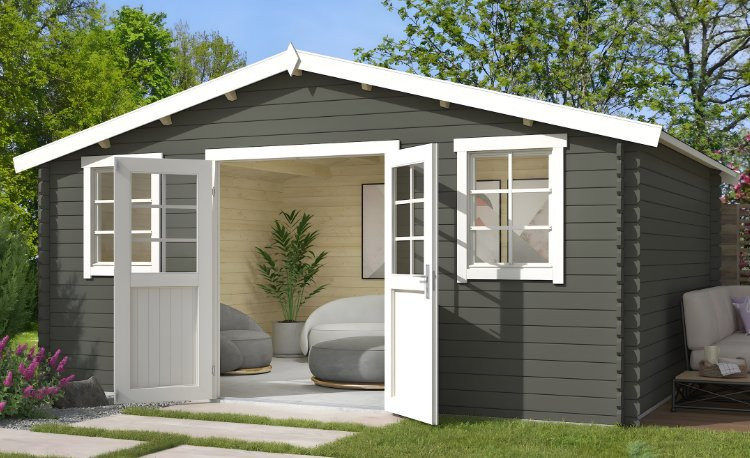 Abri de jardin en bois LASITA UDO 300 - 13.97m² (28mm)  GRIS VERT