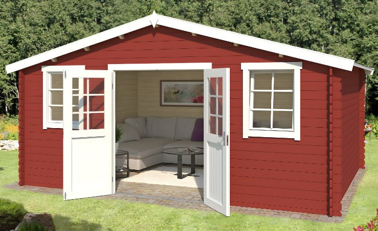 Abri de jardin en bois LASITA UDO 300 - 13.97m² (28mm)  ROUGE SUEDOIS
