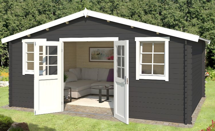 Abri de jardin en bois LASITA UDO 380 - 17,76m² (28mm)  GRIS ANTHRACITE