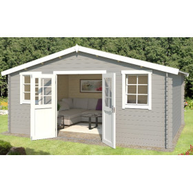 Abri de jardin en bois LASITA UDO 380 - 17,76m² (28mm)  GRIS CLAIR