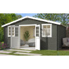 Abri de jardin en bois LASITA UDO 380 - 17,76m² (28mm)  GRIS VERT