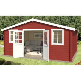 Abri de jardin en bois LASITA UDO 380 - 17,76m² (28mm)  ROUGE SUEDOIS