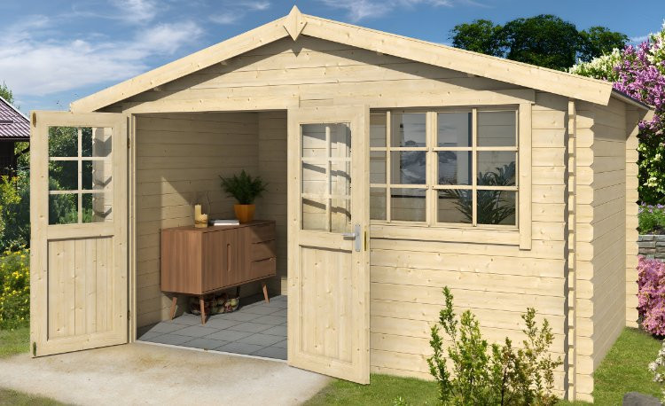 Abri de jardin en bois LASITA AXEL 230 - 8.40m² (28mm)  finition NATURELLE