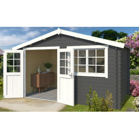 Abri de jardin en bois LASITA AXEL 230 - 8.40m² (28mm)  GRIS ANTHRACITE