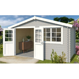 Abri de jardin en bois LASITA AXEL 230 - 8.40m² (28mm)  GRIS CLAIR