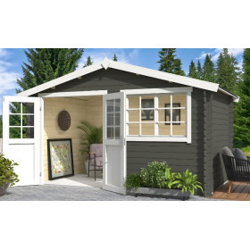 Abri de jardin en bois LASITA AXEL 230 - 8.40m² (28mm)  GRIS VERT