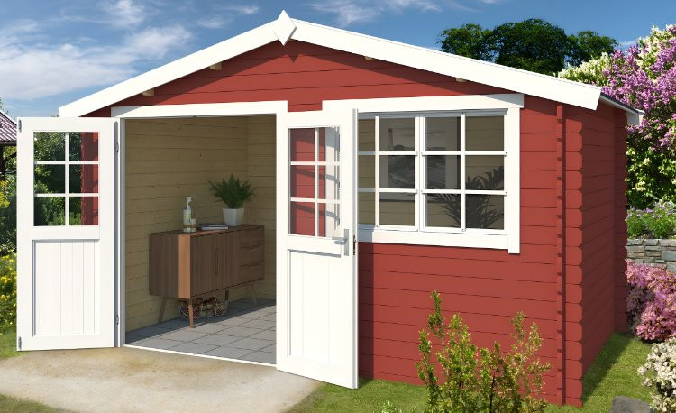 Abri de jardin en bois LASITA AXEL 230 - 8.40m² (28mm)  ROUGE SUEDOIS
