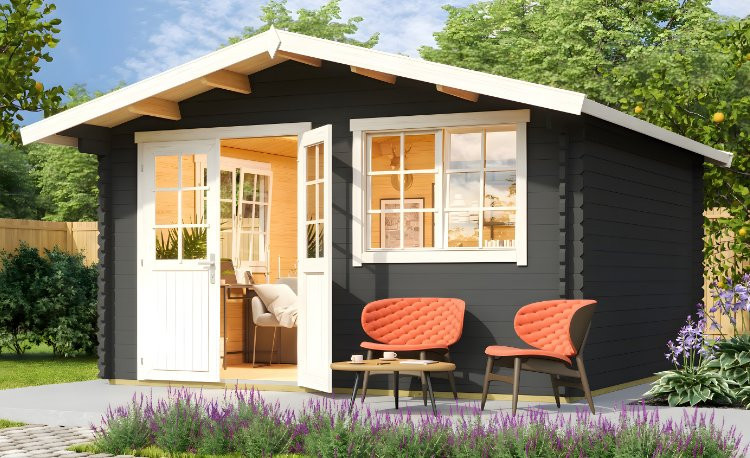 Abri de jardin en bois LASITA NORDERNEY 3 - 14.59 m² (40mm) GRIS ANTHRACITE