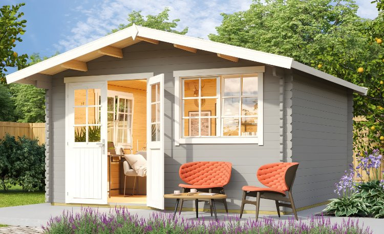 Abri de jardin en bois LASITA NORDERNEY 3 - 14.59 m² (40mm) GRIS CLAIR