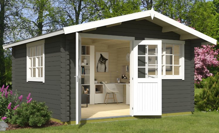 Abri de jardin en bois LASITA NORDERNEY 3 - 14.59 m² (40mm) GRIS VERT