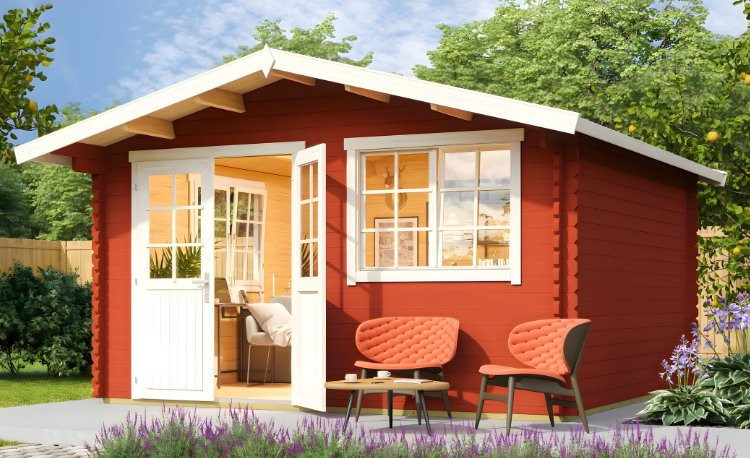 Abri de jardin en bois LASITA NORDERNEY 3 - 14.59 m² (40mm) ROUGE SUEDOIS