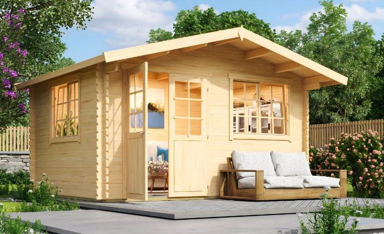 Abri de jardin en bois LASITA NORDERNEY 2 - 11.45 m² (40mm)  finition NATURELLE