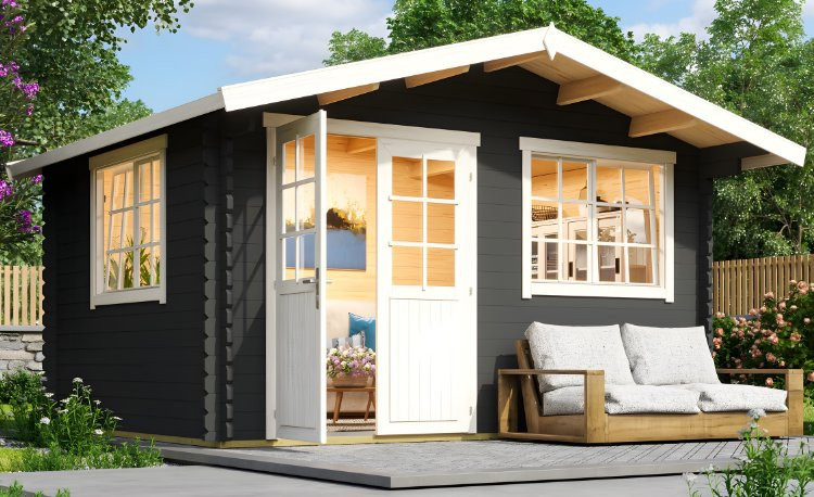 Abri de jardin en bois LASITA NORDERNEY 2 - 11.45 m² (40mm)  GRIS ANTHRACITE