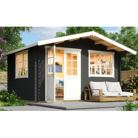 Abri de jardin en bois LASITA NORDERNEY 2 - 11.45 m² (40mm)  GRIS ANTHRACITE