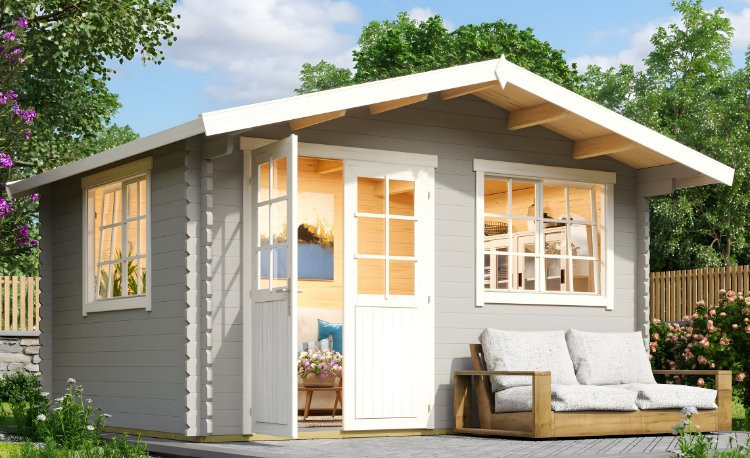 Abri de jardin en bois LASITA NORDERNEY 2 - 11.45 m² (40mm)  GRIS CLAIR